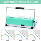 OFFNOVA Binding Machine, 21-Hole 450 Sheets Paper Comb Binding Machine for Letter Size / A4 / A5 Paper, Easy to Punch Handle, Adjustable Margin, Book Binder with 100 PCS 3/8'' Comb Binding Spines