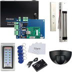 MENGQI-CONTROL Backup Battery Supported Access Control Solution for 1-Door Security locking system Overhead Rex Exit Sensor Metal Combo Reader/PIN Entry 600LBS Magnetic Lock Phone APP Remote Open Lock
