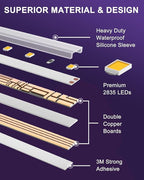 Outdoor LED Strip Lights Waterproof White, 16.4ft IP67 High Density Dimmable Tape Light 4000K, 600 LEDs, 300Lm/ft, 12V Flexible Rope Lights for Home, Balcony, Roof, Patio (Power Source Not Included)