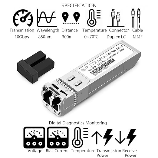 OPSTRAN 10GBASE-SR SFP+ Optical Transceiver Module Compatible with Dell 407-10356 407-BBOU 331-5311 Dell Force10 GP-10GSFP-1S 850nm 300m DDM Duplex LC MMF