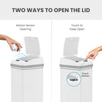 iTouchless 13 Gallon Kitchen Trash Can with Odor Filter, Automatic Motion Sensor Bin, Soft-Close Stainless Steel, Slim Wastebasket for Narrow Spaces, White
