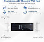 8" Room to Room Air Transfer Fan for Quietly Circulating Air, Reversible Airflow Design, 300 CFM Programmable Through Wall Fan, Durable Build Quality, 10 Speed Thru Wall Exhaust Fan for Closet,Laundry