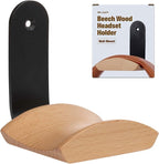Mt.Jun Beech Wood Headphone Wall Mount Holder, with VHB Adhesive Tape and Screw, Holds 10 lbs (Black & Beech Wood)