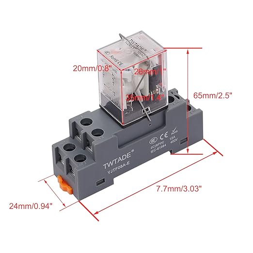 TWTADE/2PCS DC 24V Relay 10A Electromagnetic Power Coil Relay 8 Pins DPDT 2NO 2NC with Indicator Light, Socket Base & DIN Rail -YJ2N-LY