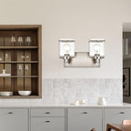 WINSHEN 2-Lights Wall Sconce Lighting E26 Bulb Base, Modern Brushed Nickel Bathroom Vanity Light for Over Mirror Bedroom Cabinet, Wall Light Fixtures with Clear Glass Shades