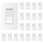 ThunderWay 3 Way Matte White Light Switch with Cover Plate, 15A 120/277 V Three Way Decorative Paddle Switches, Self-Grounding, Residential and Commercial Grade, UL Listed, 20 Pack