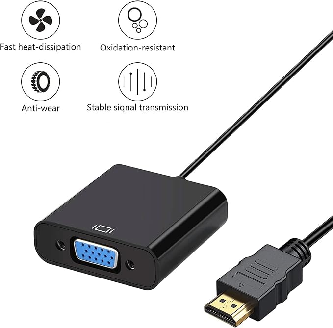 HDMI to VGA Adapter 20 Pack, Gold-Plated HDMI to VGA Converter (Male to Female), Compatible for Computer, Laptop, PC, Monitor, Projector, HDTV, Chromebook, Raspberry Pi, Roku, Xbox and More