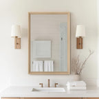 Oak Wood Effect Framed Wall Mirror, 20x30 Rectangle Mirror, Anti-desilvering Tempered Glass, Sustainable& Sturdy Frame, Anti-Rust, HD Reflection &3min Fast Setup for Bathroom Living Room