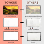 TOWOND Projector Screen 100 inch Projection Screen Indoor Outdoor Washable Anti-Crease 16:9 HD Rear Front Movies Screen for Home Theater Office