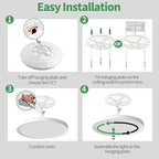 15.8 Inch Dimmable LED Flush Mount Ceiling Light, 32W, 3480LM, 3000K/3700K/4000K/5000K/6000K, Round Flat Panel Low Profile Ceiling Light Fitures for Hallway, Kitchen, Bedroom, 2PK White