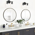 Guliaofo 2-Light Black Bathroom Light Fixtures, E26 Modern Vanity Lights for Bathroom with Clear Glass Shade, Wall Lamps for Mirror Kitchen Hallway Cabinet Living Room Sconces Lights