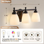 EJIAXIN Vanity Lights for Bathroom, 3-Light Modern Vanity Light Over Mirror Black Bathroom Light Fixture Bedroom Wall Sconces Lighting for Living Room Cabinet