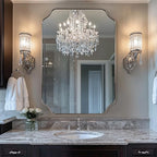 ANDY STAR Scalloped Bathroom Mirror, 24x32’’ Brushed Nickel Rectangle Mirror for Bathroom, Silver Bathroom Vanity Mirror, Unique Scalloped Edge Design, Rust-Proof Stainless Steel Frame