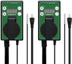 COOS BAY Digital Thermostat Controller -4 to 108°F, Temperature Control for Greenhouse Heater, Heat Mat, Grow Tent, Garage, Reptile Enclosure, Homebrew, Seedling, 15A/1500W, Green, 2 Pack