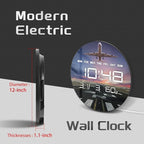 Timethink 12'' Airplane Digital Wall Clock Large Display, Aviation Electric Wall Clock Smart Dimming, Temperature, Humidity, 12/24hr, Date, USB Powered for Office Bedroom Pilot Aviator Retirement Gift