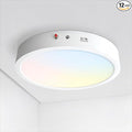 ASD LED 12" Round Flush Mount Ceiling Light Fixture, Low Profile Surface Lighting | 5CCT, Dimmable, Battery Backup, ETL Listed | 24W 2100LM 2700-6000K 120V | Kitchen, Hallway Lamp | White, 12 Pack