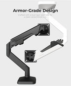 Modernsolid Heavy Duty Monitor Arm Desk Mount for 34-49 Inch Ultrawide Curved Monitors, Supports 14-38 lbs, Gas Spring Ergonomic Full Motion with Cable Management, Red Dot Design Awarded, White