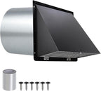 12 Inch Wall Vent Hood Exhaust Vent Cap Dryer Vent Cover,Exterior Hooded Wall Vent with Screen and Damper for HVAC Duct Dryer AC Industrial Facilities Ventilation Outdoor Air Exhaust,Galvanized Steel