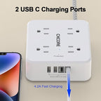 Surge Protector Power Strip - CHCORE 10 Ft Braided Extension Cord with 8 Outlets with 4 USB (2 USB C) Charging Ports, Flat Plug Multi Plug Outlet Extender Charging Station for Home Office, ETL, White