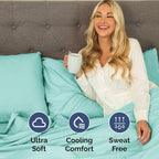 Full XL Bed Sheet Set - 4 Piece Extra Long Extended Full XL Sheets - Soft, Breathable & Cooling - Fits 8” to 16" Mattress w/ Deep Pockets - 54" x 80" - Easy-Fit, Wrinkle & Fade Resistant - Spa Blue