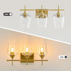 VONLUCE Bathroom Vanity Light, 3 Light Bathroom Light Fixture Over Mirror, Bathroom Wall Lamp with Clear Glass, Modern Gold Vanity Lighting fixtures for Bathroom, Bedroom, Hallway
