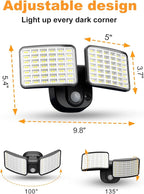 YTKIH Rechargeable Battery Motion Light, 2500LM & 4000LM Dual Modes Motion Sensor Security Lights, USB Charging Wireless Flood Light Battery Powered, LED Outdoor Lights for Garage,Yard,Porch,Shed