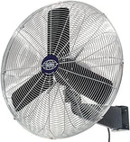 Global Industrial Commercial Wall Mount Fan, Fixed and Oscillating, 30" Diameter, 1/3 HP, 3 Speed, 8775 CFM at 1100 RPM, Tilting Head, For Indoor Use Only