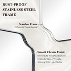 ANDY STAR Chrome Bathroom Mirror, 24x32 Inch Polished Chrome Rectangle Mirror, Scalloped Bathroom Mirror with Stainless Steel Metal Frame, Thin Frame Deep 1’’