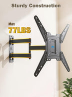 Mounting Dream UL Listed TV Wall Mount for Most 26-55 Inch TVs, Full Motion TV Mount with Perfect Center Design, Articulating Wall Mount TV Bracket Swivel and Tilt, Max VESA 400x400mm, Up to 77LBS