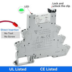 UL Listed 2Pcs Electromagnetic Relay for PLC;24V Relay Din Rail; 24VDC and 24VAC Both; SPDT with Push in Socket 6A 250VAC No Screw