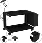 VEDECASA 2 Tier Black Printer Stand with Storage Bag for Home Office Desktop Printer Table Underdesk Organizer Mobile Printer Shelf with Caster Wheel (Black)