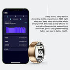 FOSA Smart Health Ring, NFC Sleep Monitor with Temperature Tracking, Step Counter, IP68 for Video Scrolling, Book Page Flipping (Gold)