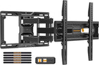 Perlegear Full Motion TV Mount for 26-74 inch TVs, Height Adjustable Pre-Assembled TV Wall Mount with Dual Articulating Arms, Tool-Free Tilt, Swivel, Fits 16” Studs, 99 lbs, Max VESA 400x400mm, PGMF21