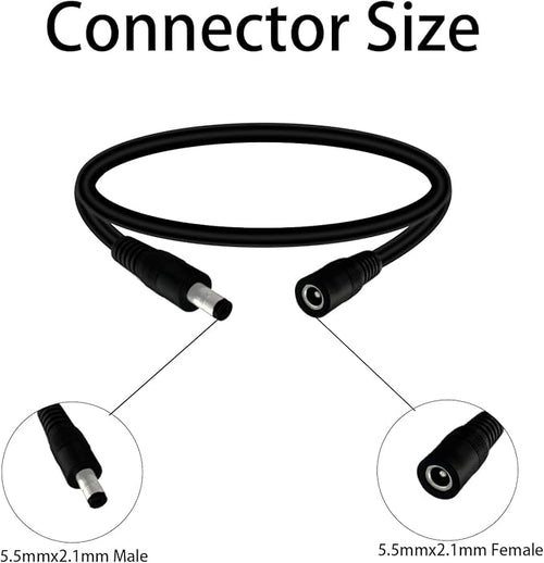 5.5mm x 2.1mm 1.6FT DC Power Extension Cable Male to Female 12V/24V 14AWG DC Connection Cable for CCTV Surveillance Camera Amplifiers LED Strip Lights Solar Panels Energy Storage Power Supply 2 pcs