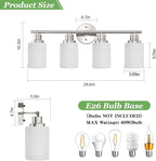 Guliaofo 4-Light Brushed Nickel Vanity Lights for Mirror, Bathroom Light Fixtures with Textured Milky White Glass Shade, Modern Kitchen Light Fixtures Wall Sconce Light - E26 Base