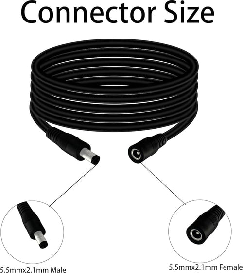 5.5mm x 2.1mm 9.8FT DC Power Extension Cable Male to Female 12V/24V 14AWG DC Connection Cable for CCTV Surveillance Camera Amplifiers LED Strip Lights Solar Panels Energy Storage Power Supply 2 pcs