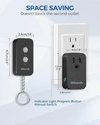 Remote Control Outlet Plug Wireless On Off Power Switch, Black Remote Light Switch Wireless for Lamp, Light, Fan, Programmable, Portable, 100ft RF Range, FCC Certified, Battery Included H02RC1106