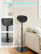 Haturi Speaker Stands Pair for Sonos ERA 100 & 300 Adjustable 22”–42” Floor Stands with Cable Management Heavy Duty Metal Construction Non Slip Base for Living Room Bedroom Office
