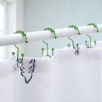 Shower Curtain Hooks, Goowin Shower Curtain Rings, Stainless Steel Shower Curtain Hooks Rust Proof Free Sliding Double Shower Hooks for Curtain, Shower Curtains & Liners (Green)