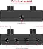 4-Way 3.5mm Stereo Audio Switcher - Passive Speaker Headphone Manual Selector Splitter Box (4 In - 1 Out)