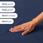 RV Short Queen Sheet Set 60 X 75 - 4 Piece RV Short Queen Bed Sheets - Soft, Breathable & Cooling - Designed for Bunks, Trailers & Camper - Fits 8” to 12" Mattress - Hotel Luxury Bedding - Navy Blue