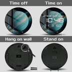 Timethink 12'' Planet Uranus Digital Wall Clock Large Display, Space Solar System Smart Wall Clock Electric Clock with Temperature, Date, 12/24hrs, Automatic Dimming, Plug in LED for Living Room