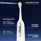 Soocas NEOS II - Electric Toothbrush with Water Flosser, Sonic Electric Toothbrush for Adults, Cordless Water Flosser for Travel, Portable Oral Irrigator, Up to 100% Plaque Removal, Pearl White