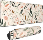 CANFLASHION Desk Pad,Office Desk Mat 31.5"×11.8" Large Gaming Mouse Pad,Durable Extended Computer Mouse Pad,Waterproof Thick Big Mouse Pads with Non-Slip Rubber Base Office Home Abstract Boho Leaves