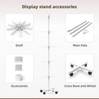 YEOOE Retail Display Racks 5 Tier Spinning Display Stand, Movable Shop Spinner Rack with Hooks, Retail Display Stand for Jewelry Keyring Hats Socks Toys (White)