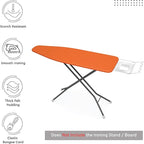 Encasa XO Ironing Board Cover and Pad 42"x14" - 4mm Felt Medium Iron Board Cover with Padding - Heat Resistant, Stain-Safe Dye, Non Slip Elastic Bungee Cord Tightening Iron Table Cover Orange