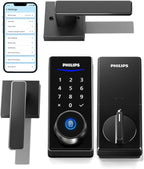 Philips Smart Lock with Handles, Keyless Entry Door Lock Set, Smart Door Lock with 2 Level Handles, Digital Keypad Deadbolt for Front Door, App Fingerprint PIN Code Unlocking, Auto Locking