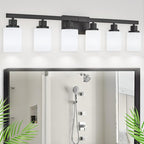 DIKAIDA 6-Light Black Vanity Lights, 38'' Modern Bathroom Vanity Lighting Fixtures for Mirror, Matte Bathroom Lighting Fixtures, Black Wall Sconces for Bedroom Living Room