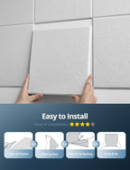 Square Acoustic Wall Panels, Sound Absorbing Panels for Walls, Ceiling, Doors, 12 Pack 12"x12"x0.5" Self Adhesive Decorative Grey Acoustic Tiles for Recording Studio, Office, Room, Home