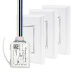 RunLessWire 4-Way Battery-Free DIY Wireless Light Switch Kit 150ft RF Range Self-Powered by Kinetic Energy for Hallways & Stairways: 3 Remote Switches Control 1 5A On/Off Receiver – White